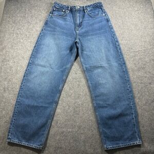 Frame Jeans Womens 31 Blue Barrel Wide Leg High Rise Rigid Stearnlee Clean